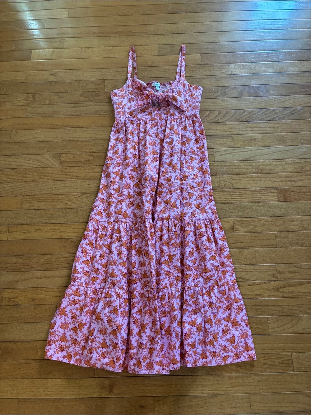 Topshop Pink and Orange Floral Tiered Maxi Dress